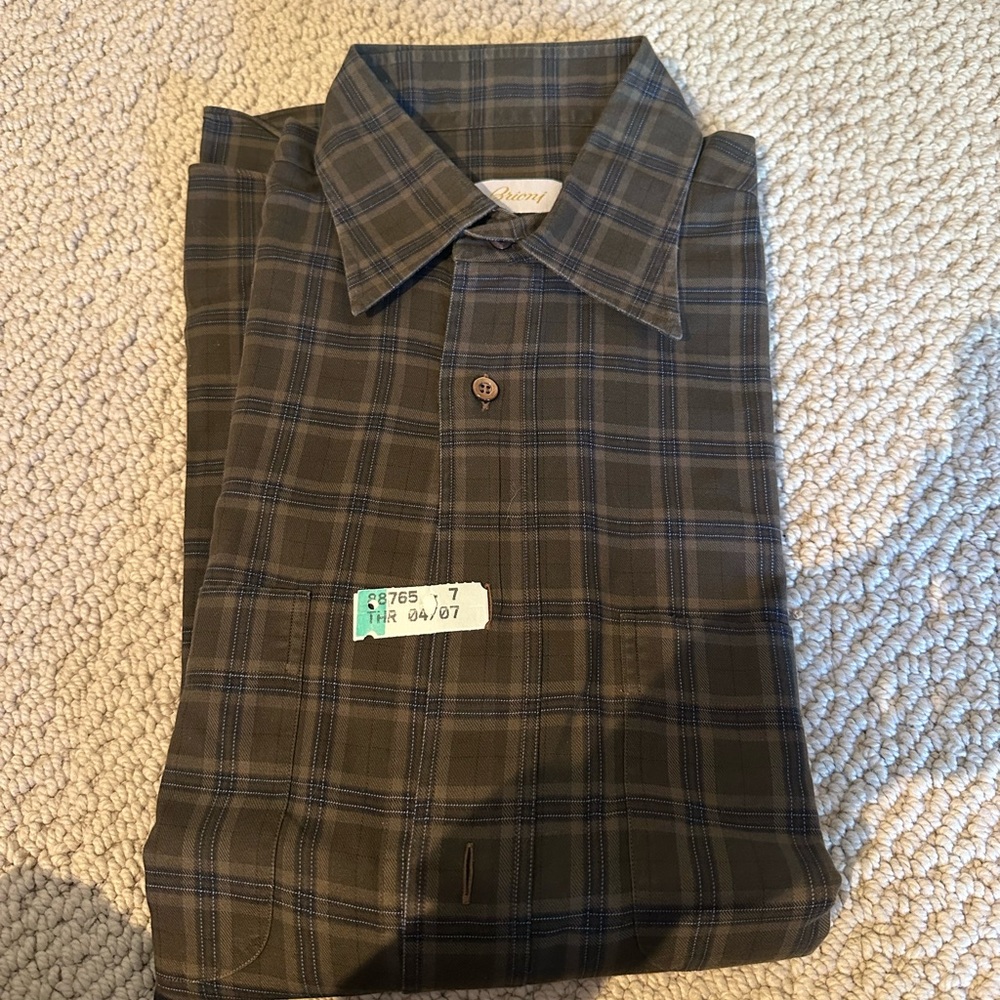Plaid Men's Shirt  - Black and Gray - brioni